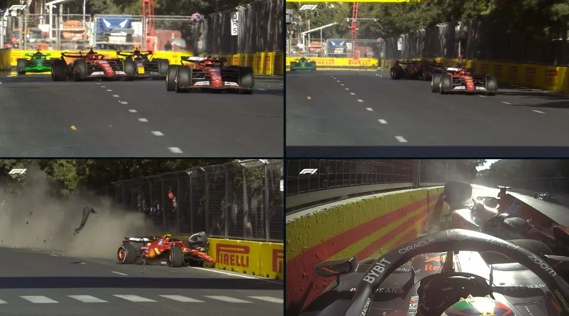 Crash F1 Baku Sainz Perez