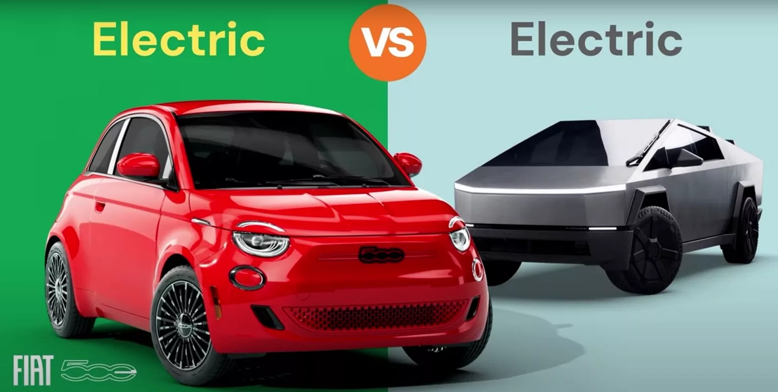 Fiat500e vs Tesla Cybertrack