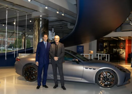 John Elkann in Maserati a Modena