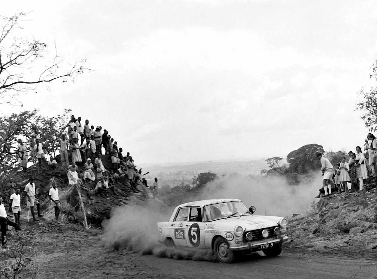 ert Shankland drives a Peugeot 404 to victory on the 1967 event